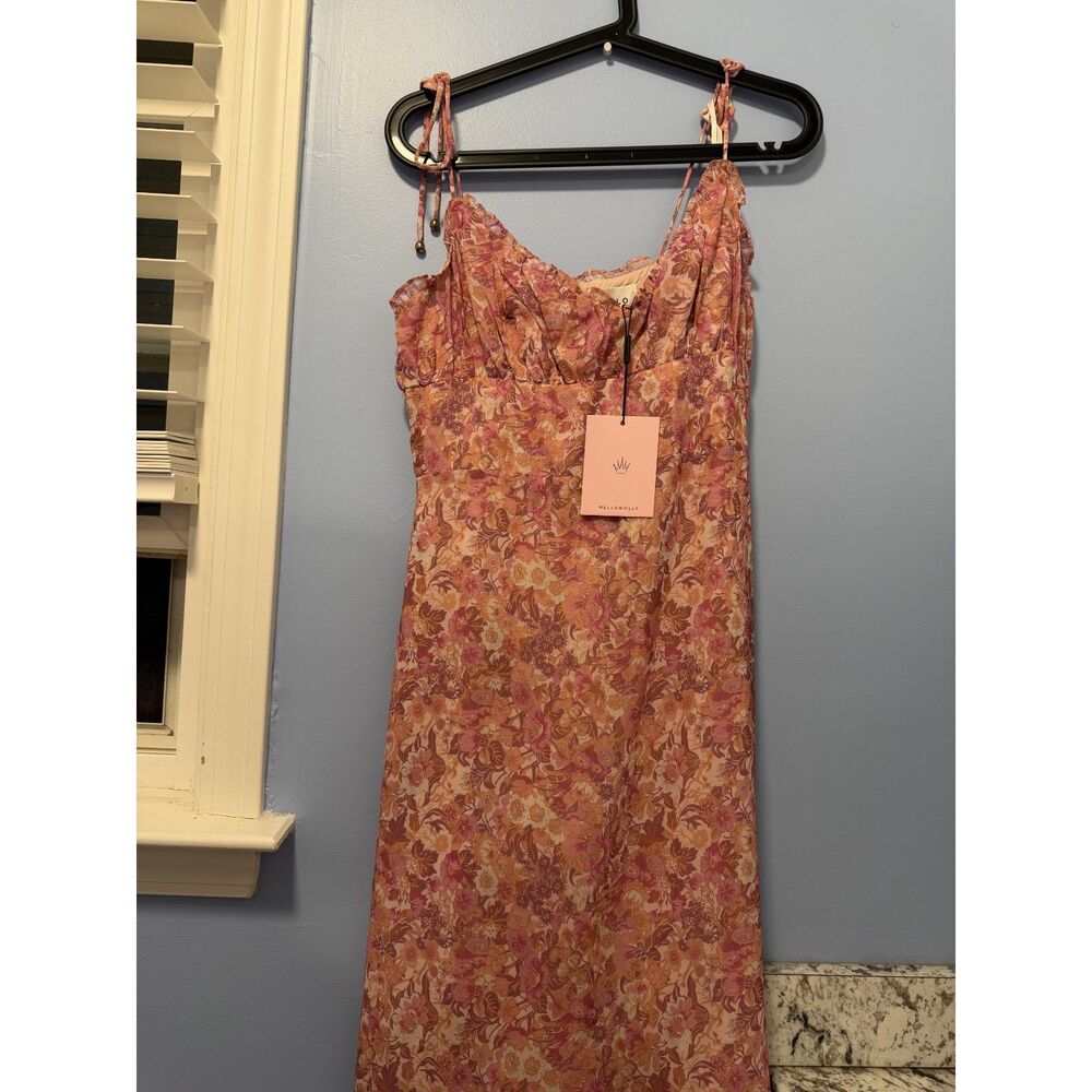 Hello Molly Floral Print Tiered Midi Dress Spaghetti Straps NWT